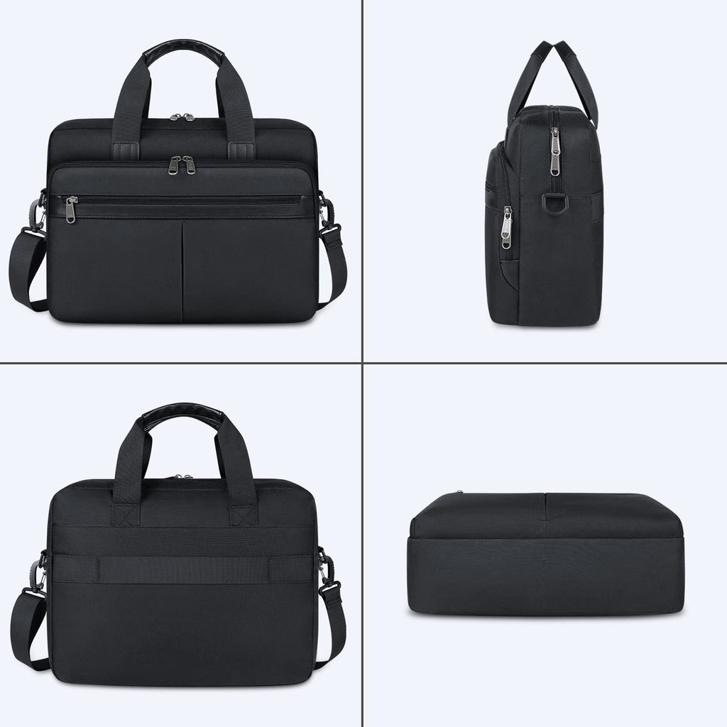 Laptop Bag 15.6 Inch Waterproof Briefcase for Men Large Laptop Carrying Case Computer Messenger Bag for Travel Work Business, Black