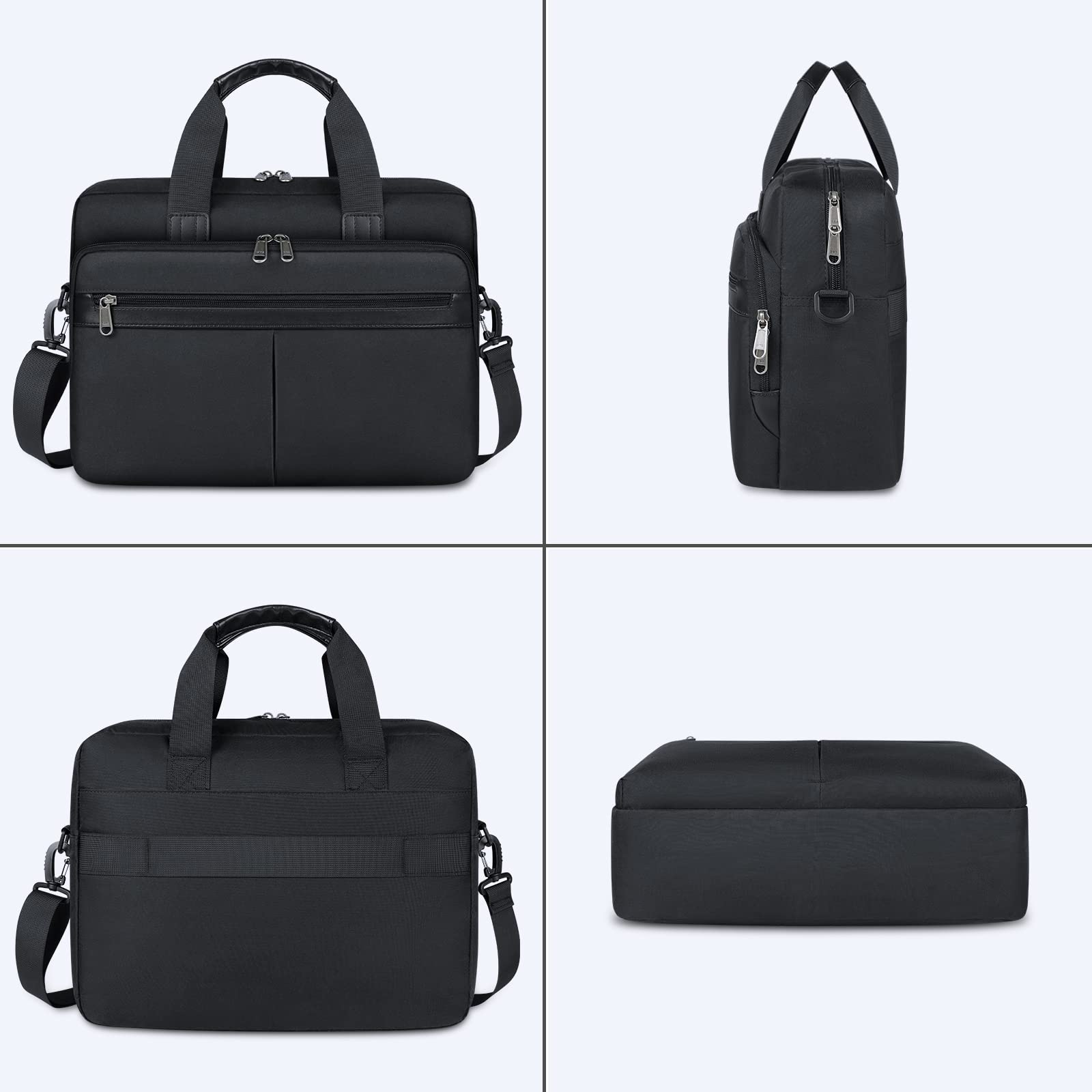 Laptop Bag 15.6 Inch Waterproof Briefcase for Men Large Laptop Carrying Case Computer Messenger Bag for Travel Work Business, Black