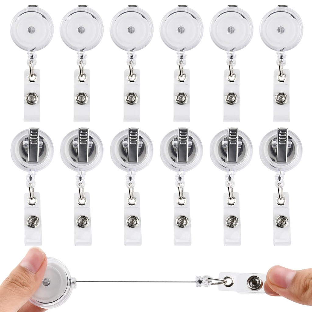 OTYMIOW 30PCS Badge Reels Retractable with Alligator Clip, Retractable Badge Holders Clear Badge Reel Bulk ID Card Holder Name Badge Reel Clips Badge Holder Reels for Nurse, Teachers,Office Workers