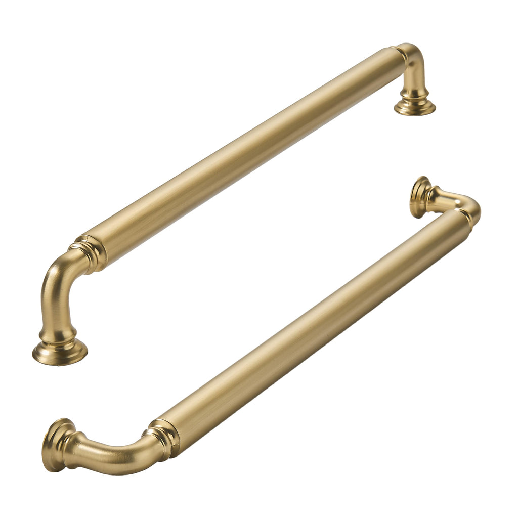 khtumeware 2-Pack Brushed Brass Heavy-Duty Solid Cabinet Pulls, 10 Inch(256mm) Hole Center, Satin Gold Drawer Pulls, Cabinet Hardware, Suitable for Kitchen Cabinets, Bathrooms and Dressers