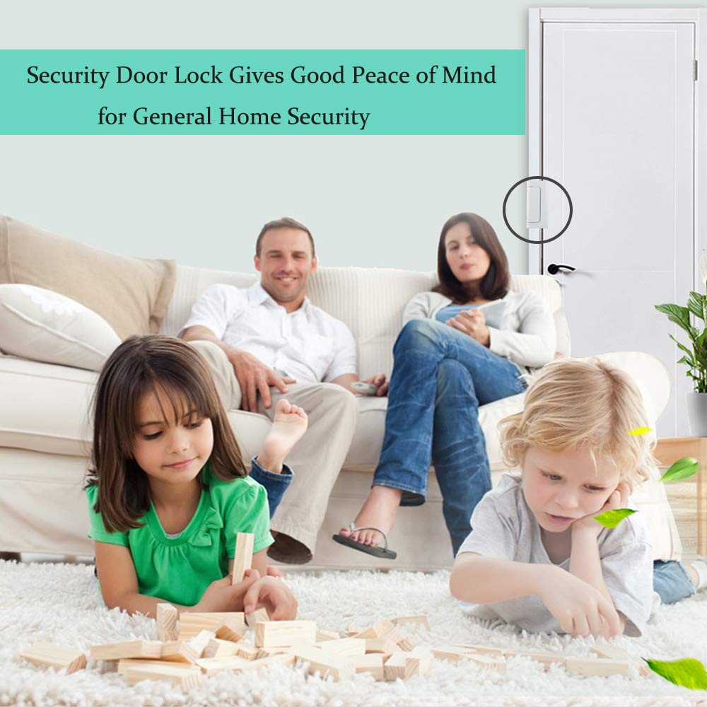 Home Security Door Lock, 2 Pack Childproof Door Reinforcement Lock with 3" Screws for Inward Swinging Door, Upgraded Night Lock to Defend Your Home (White）