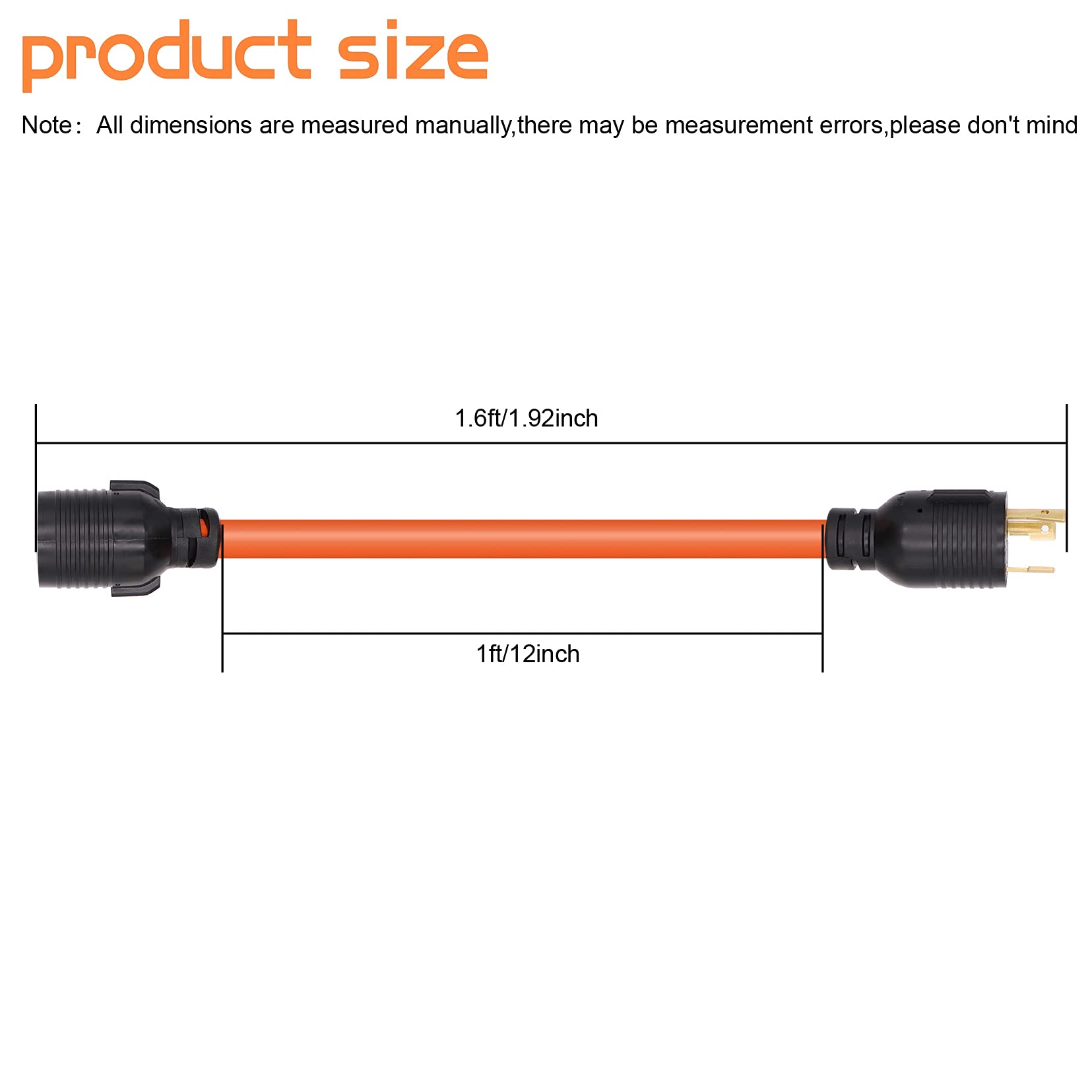 1.8FT Generator Transfer Switch Adapter Cord 4 Prong to 3 Prong L5-30P Male to L14-30R Female