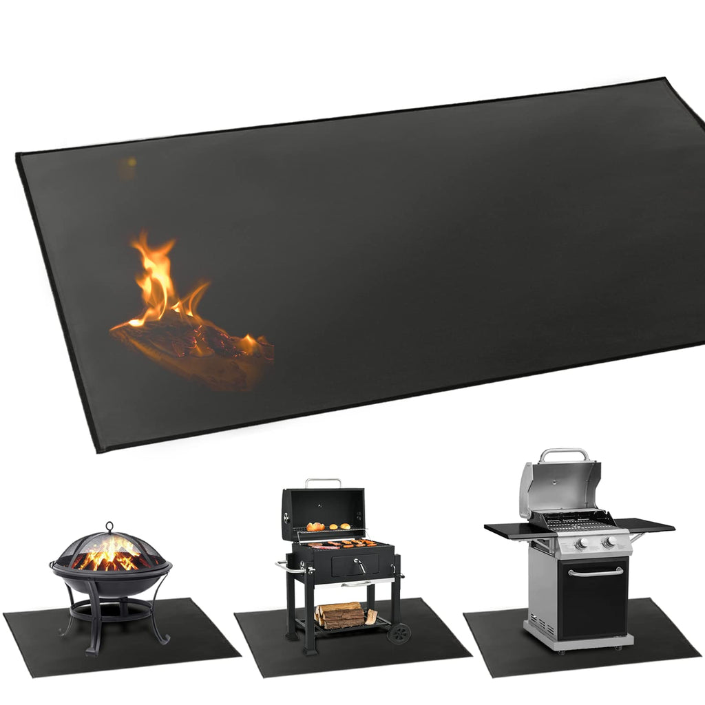 LeadCon 60 × 40 Inch Large Under Grill Mat, Fireproof Pit Mat for Grill Deck and Patio Protector, Flat Top Grill, Outdoor Charcoal, Fire Resistant Rugs for Fireplace, Reusable Fire Pit Mat…