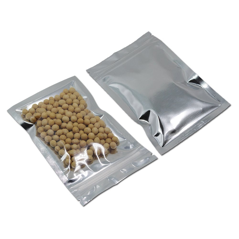PABCK 200PCS Clear Aluminum Foil Packing Pouches for Zip Food Storage Resealable Lock Heat Sealable Zipper Lock Mylar Package Bag with Transparent Plastic Front (3.03x3.94 inches)