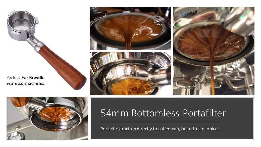 54mm Filter Basket Stainless Steel Portafilter Basket Espresso Handle Compatible with Breville Portafilter BES870XL,BES860XL,BES840XL,Double Cup Coffee FilterBasket Replacement