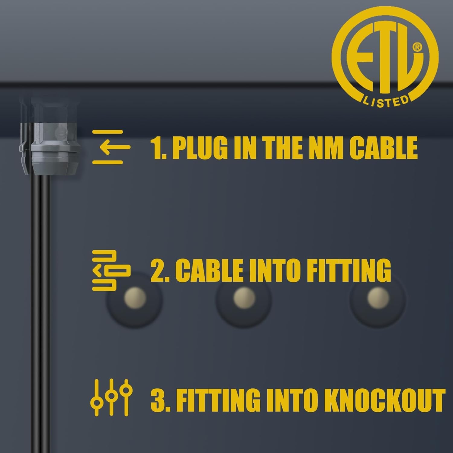 (Pack of 50) Axiomdeals 1/2" Plastic Cable Connectors Non-Metallic Snap in Style for Romex 14/2-10/3, 14/2, 12/2, 14/3 AWG Electrical Wire ETL Approved for Potlights Gimbals Junction Boxes