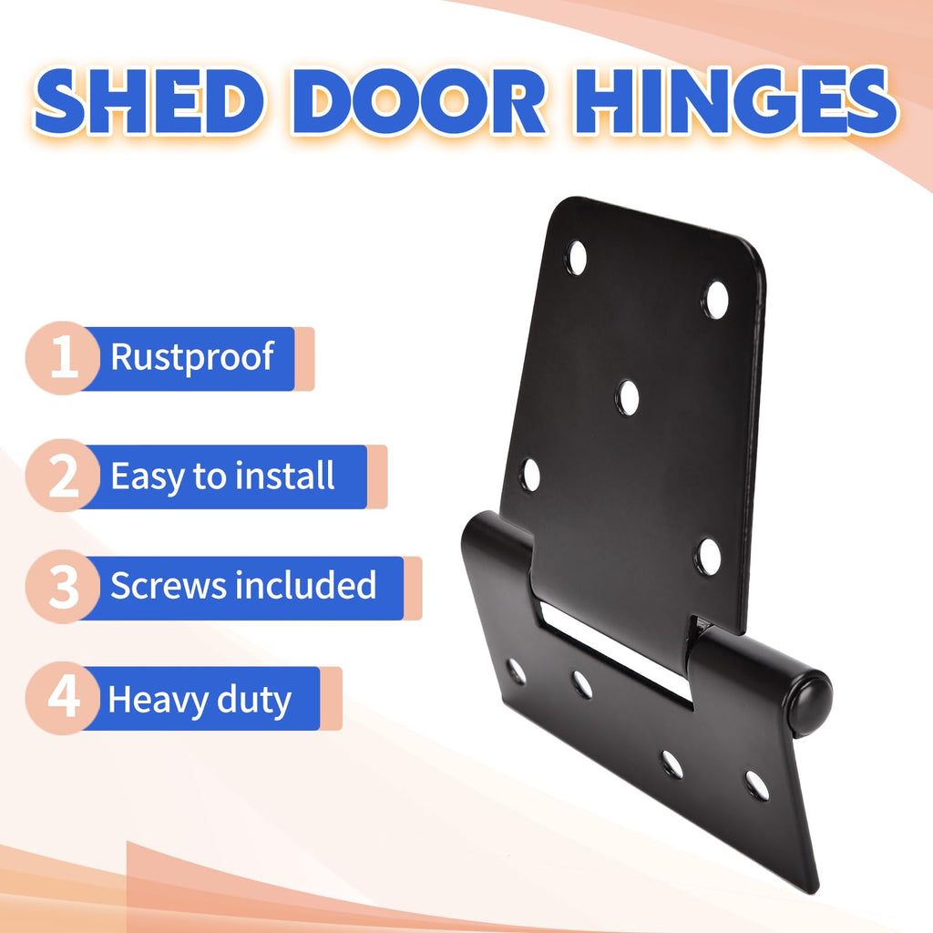 Sange Sopffy Heavy Duty Gate Hinges Black Iron hinge3.5 Inch for Outdoor Barn, Shed, Deck, Wood Door, and Fences (4)