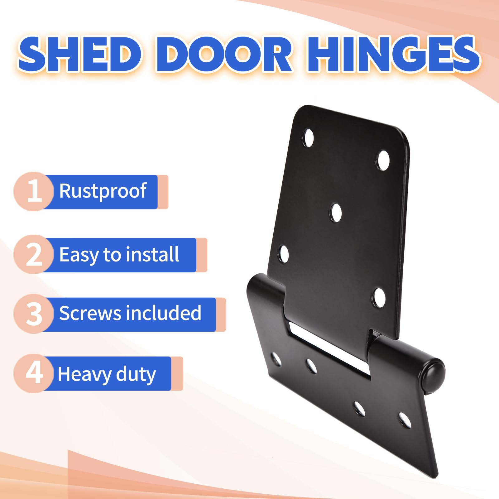 Sange Sopffy Heavy Duty Gate Hinges Black Iron hinge3.5 Inch for Outdoor Barn, Shed, Deck, Wood Door, and Fences (4)