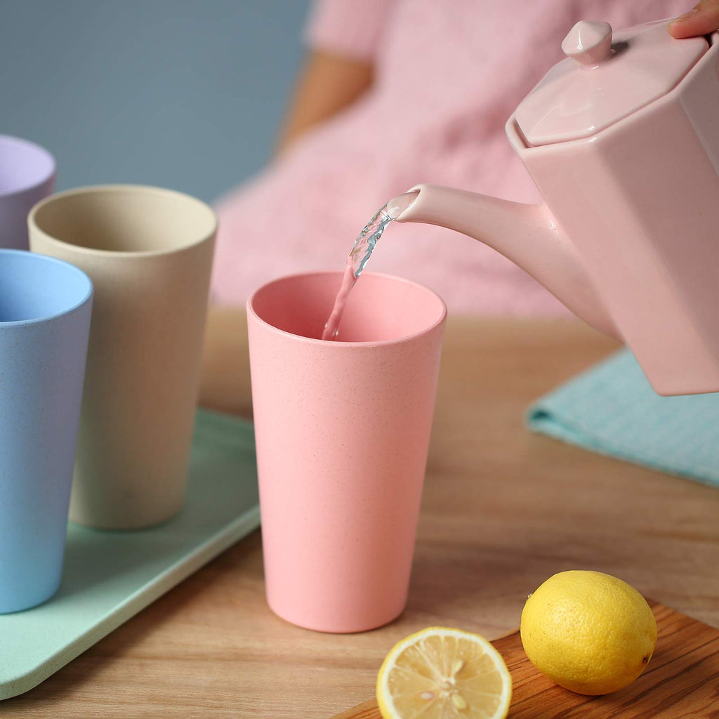 Choary Eco-friendly Unbreakable Reusable Drinking Cup for Adult(20 OZ), Wheat Straw Tumbler Set 5 Dishwasher Safe.