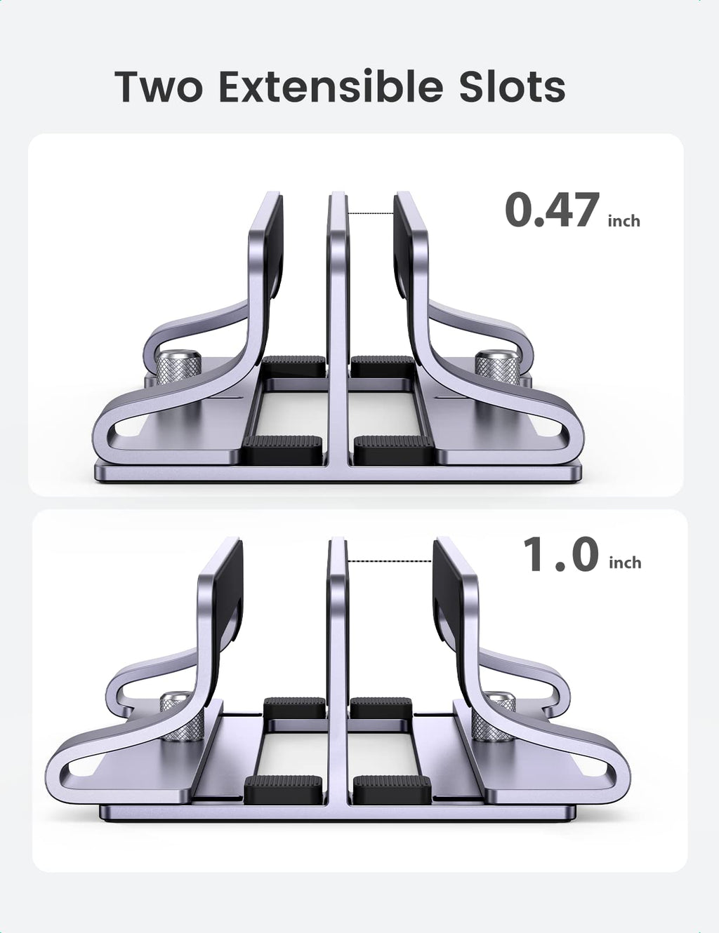 UGREEN Dual Slot Vertical Laptop Stand Holder Mount for Desk, Adjustable Aluminum Stand Compatible with MacBook Pro Air, Ideapad, Surface Book, Chromebook Up to 17.3 Inch