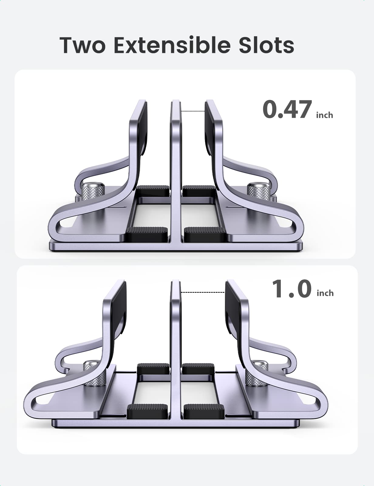 UGREEN Dual Slot Vertical Laptop Stand Holder Mount for Desk, Adjustable Aluminum Stand Compatible with MacBook Pro Air, Ideapad, Surface Book, Chromebook Up to 17.3 Inch