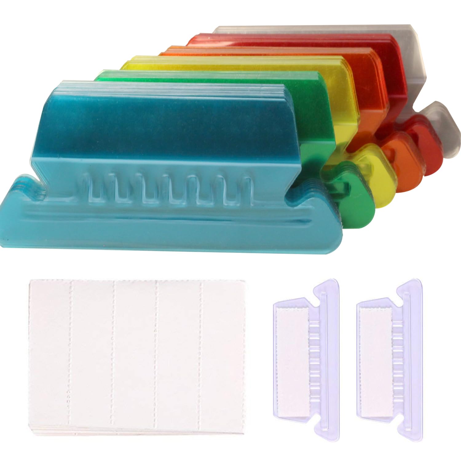 File Folder Tabs, 180 Sets Multicolor Hanging File Folder Tabs and Inserts for Organize, 2 Inch Clear Plastic Hanging File Tabs for Quick Identification