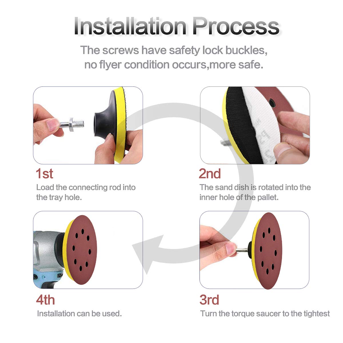 100PCS 5 Inch(127mm) 8 Holes Sanding Discs-60 80 120 180 240 Grit Assorted Sandpaper, Hook and Loop Random Orbital Sander Round Sand Paper by NYXCL