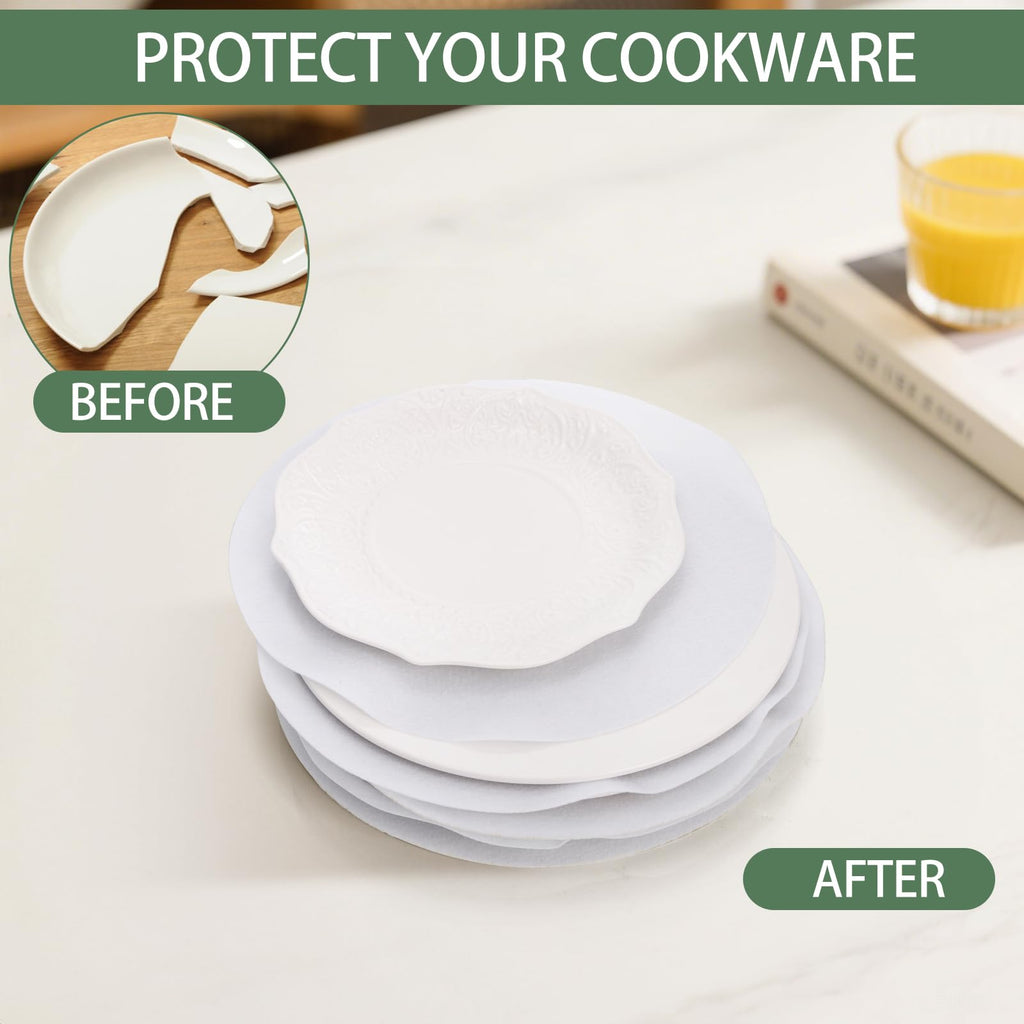 Jucoan 80 Pack Thick Felt Plate Dividers, 3 Sizes Round China Dish Storage Protectors Separators for Packing Stacking Procelain Plate Dish Dinnerware