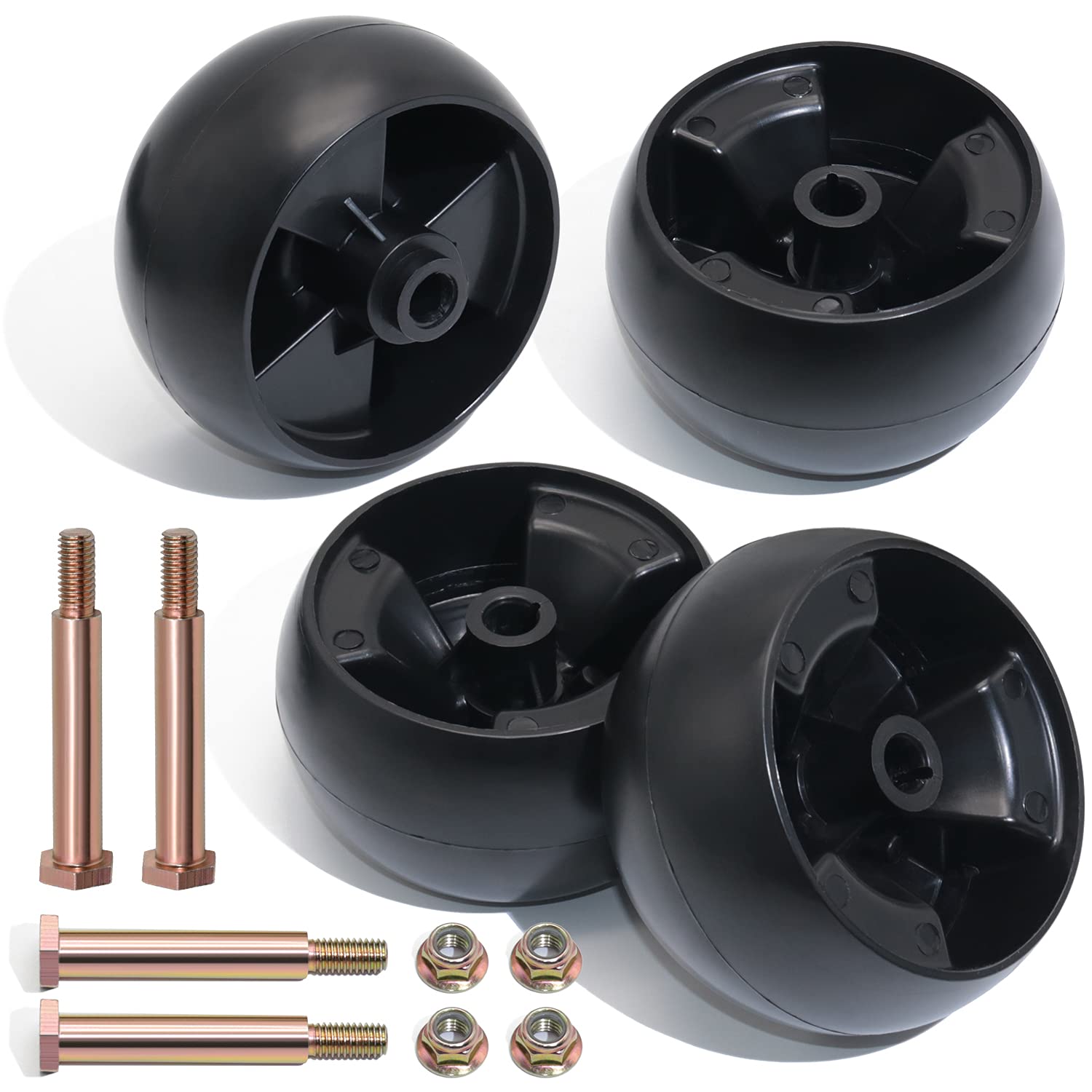 CheeMuii Deck Wheel Kit for MTD Cub Cadet 734-04155 Toro 112-0677 72-025 210-275 5" Deck Wheels with Shoulder Bolts Locknuts Pack of 4