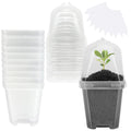 EBaokuup 10pcs Clear Plant Nursery Pots with Humidity Dome - 3" Durable Plastic Gardening Pot with Labels, Small Plant Container for Seedlings/Vegetables/Succulents/Cuttings (3“-10pcs)
