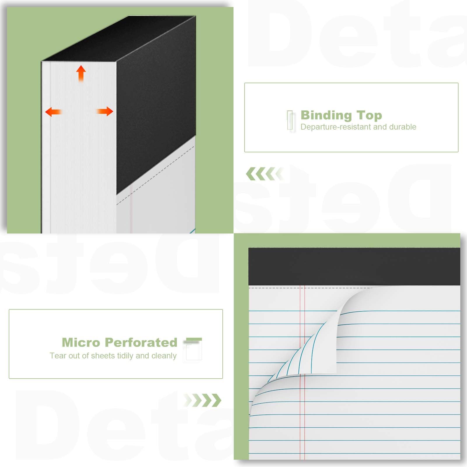 Legal Pads 8.5 x 11 College Ruled Note Pads, 6 Pack Notepads 8.5 x 11 Lined Paper Narrow Ruled Writing Pads, 30 Sheets Per Note Pad, Micro Perforated White Legal Pad 8.5 x 11 for Work/School/Office