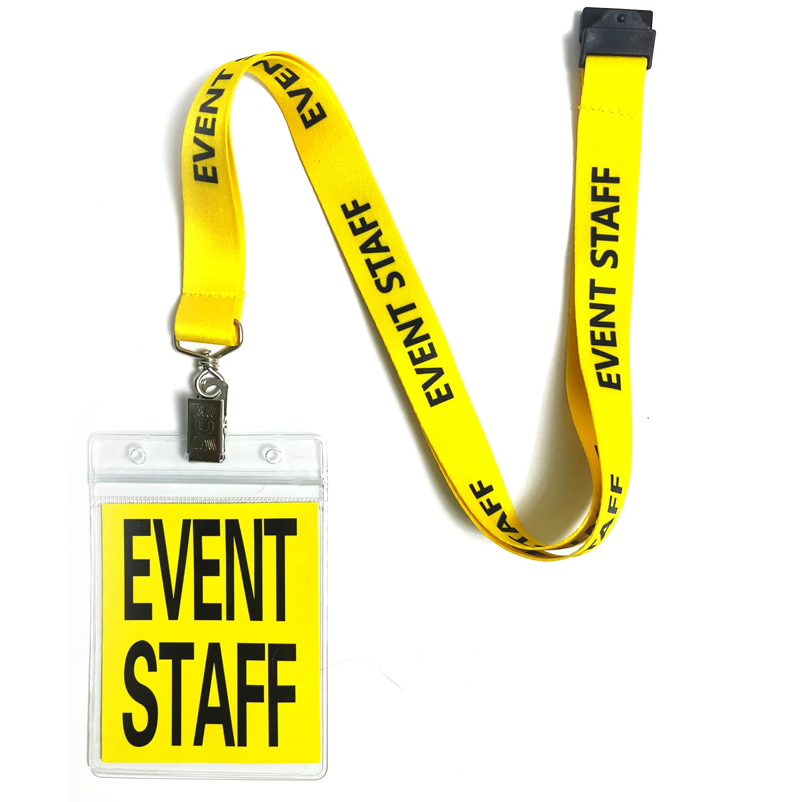 25 Set Yellow Event Staff Lanyard, with Plastic Card Holder and Pass Card, Identifiable Event Lanyard, for Conference School Concert Backstage and Other Activities