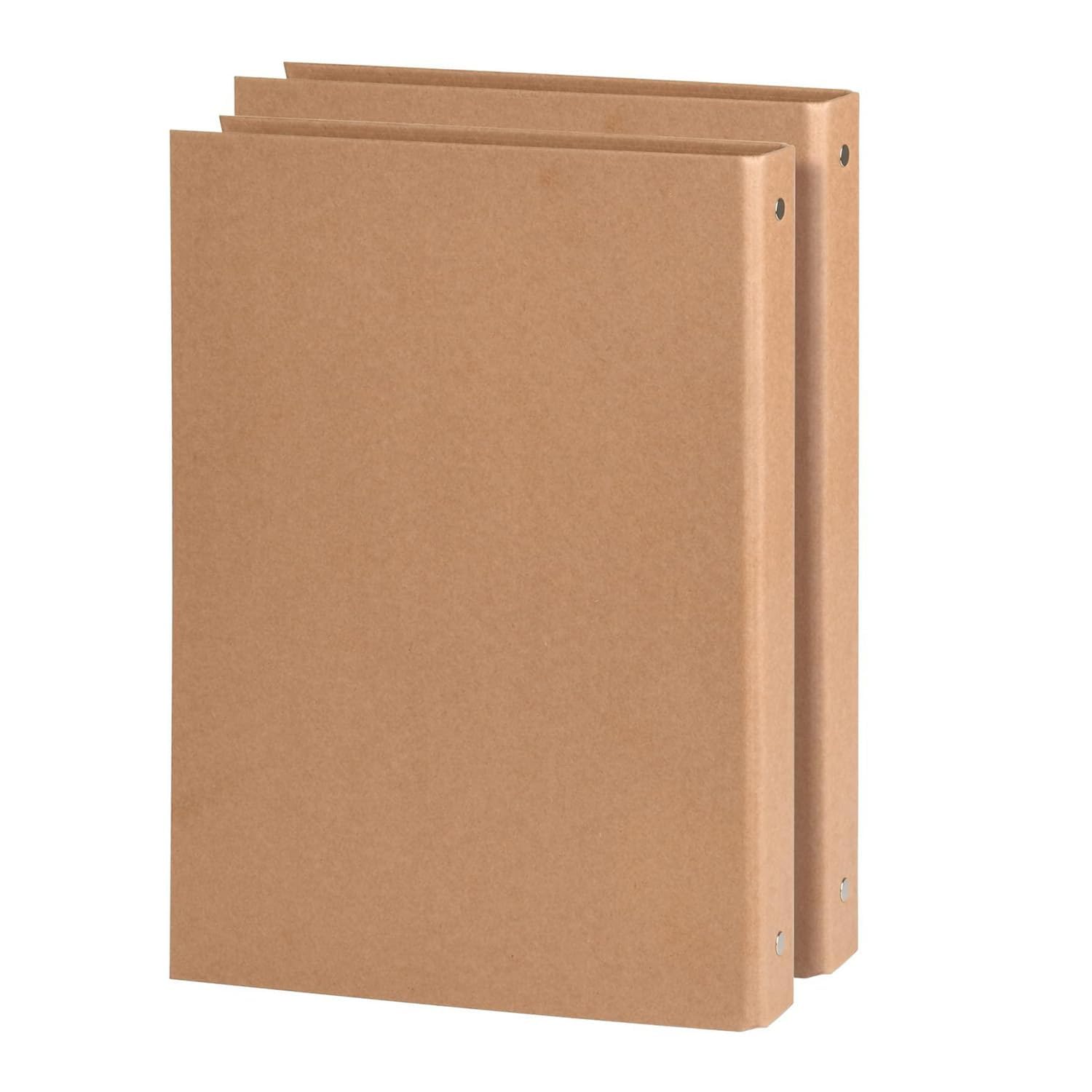 A4 Kraft Binder 3-Holds Round Ring Binder 2 Pack, Durable Binding Hard Cover Protector for Journal, Notebook, Inserted Sheets & Refill Paper, Holds 200 Sheets Capacity (A4 Size)