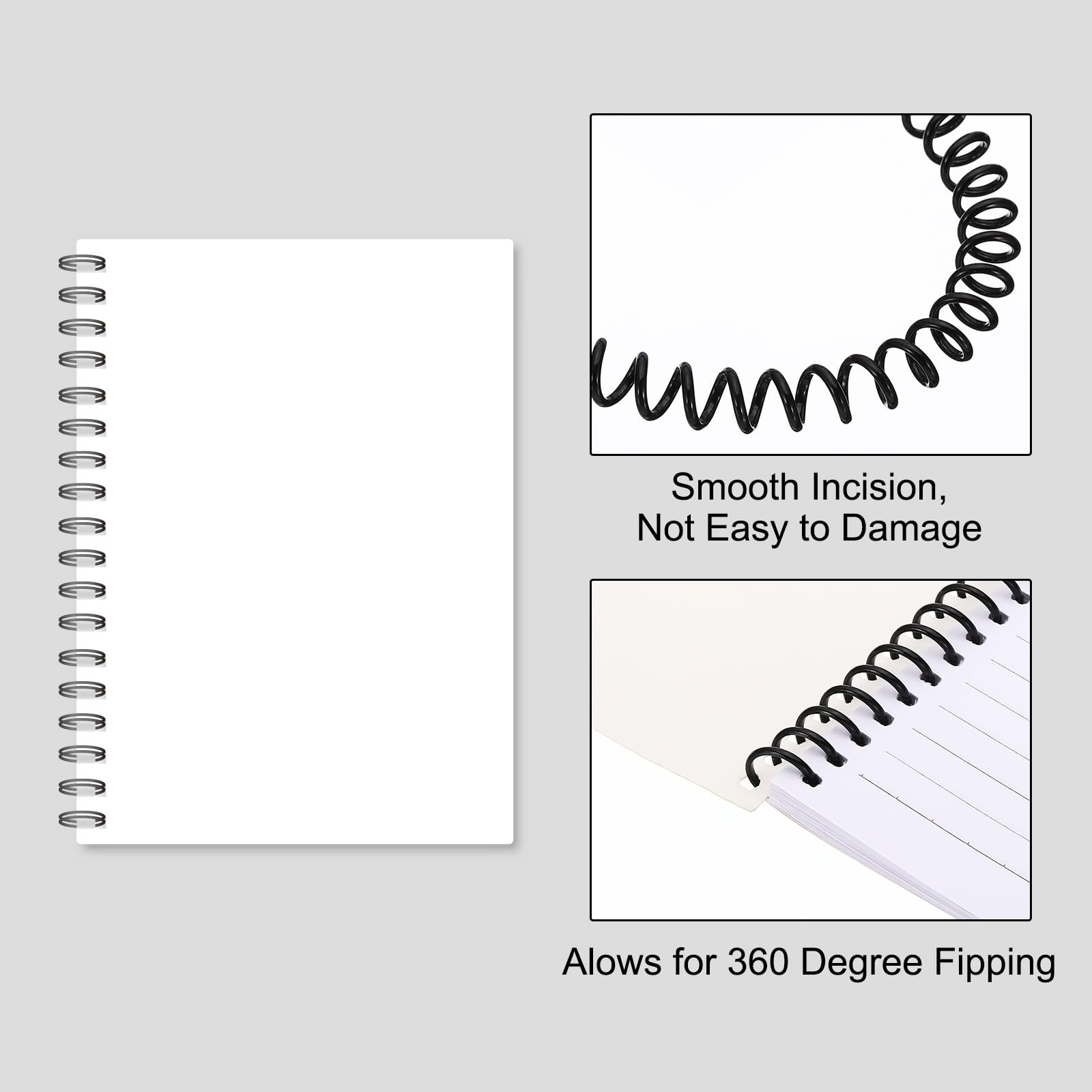 PATIKIL 20mm(3/4") Plastic Spiral Binding Coils, 20 Pcs Binding Spirals 170 Sheet Capacity 4:1 Pitch Binding Spirals for Binding Paper Sheets, Black