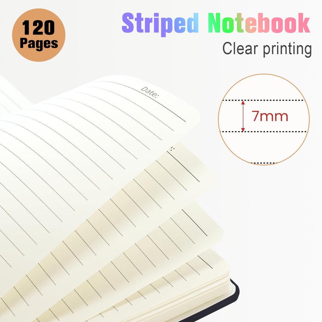 6Pack Spiral Notebook with 10pcs Sticky Tabs,A5 Lined Notebooks120 Pages,Hardcover Notebook for Women Men,Coil Notepad,5.5" x 8.3",Lined Paper for Work, School,Office（Black）