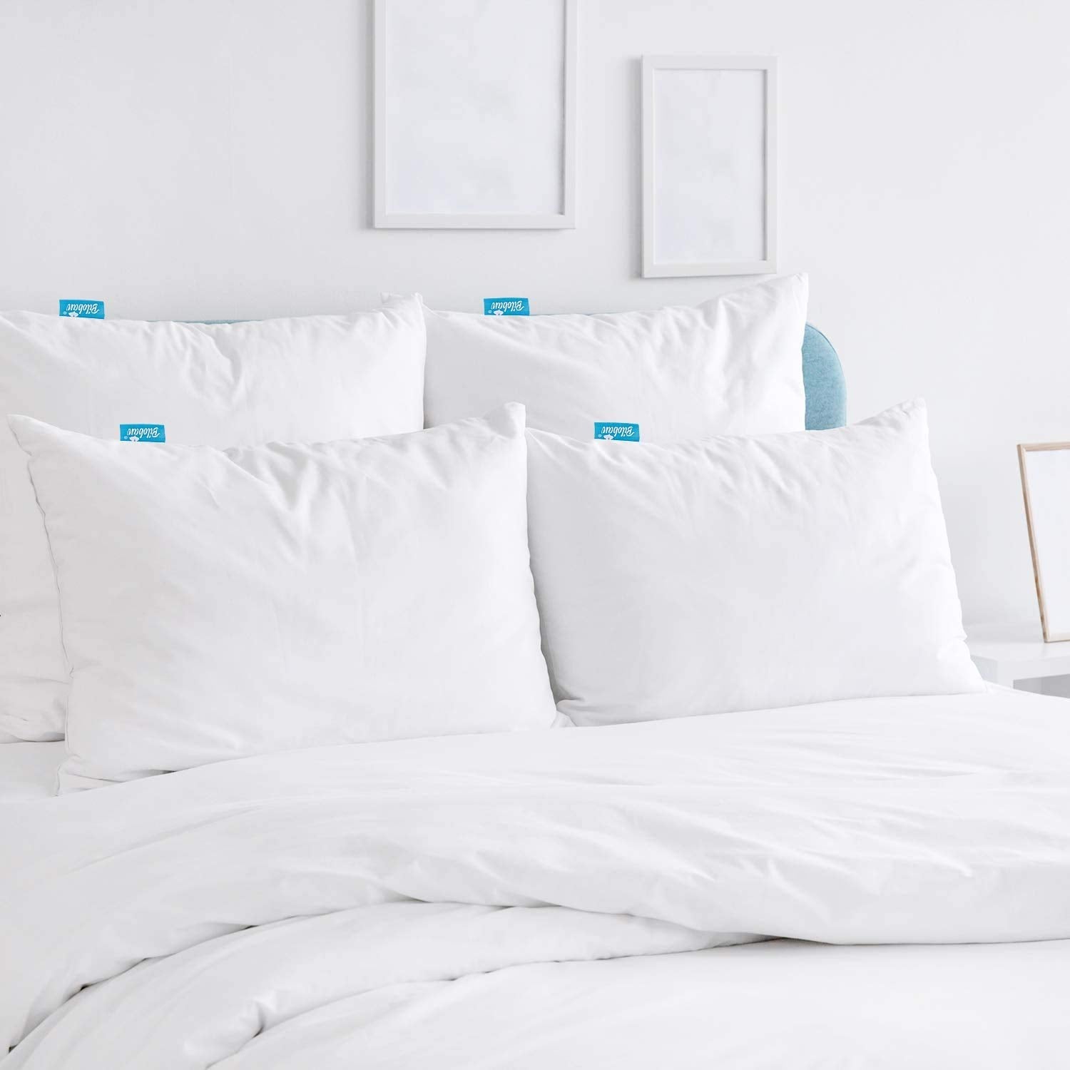 Biloban 4 Pack Waterproof Pillow Protectors Standard Bed Bug Proof Pillow Covers for Sleeping Noiseless Breathable Pillow Protector Standard White