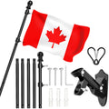 Hanotic Flag Pole Kit, 6FT Flag Poles Outdoor with Upgraded Bracket, Adjustable Length, 360° Tangle Stainless Steel, Residential or Commercial, for Garden, Yard, Patio (Without Flag, Black)