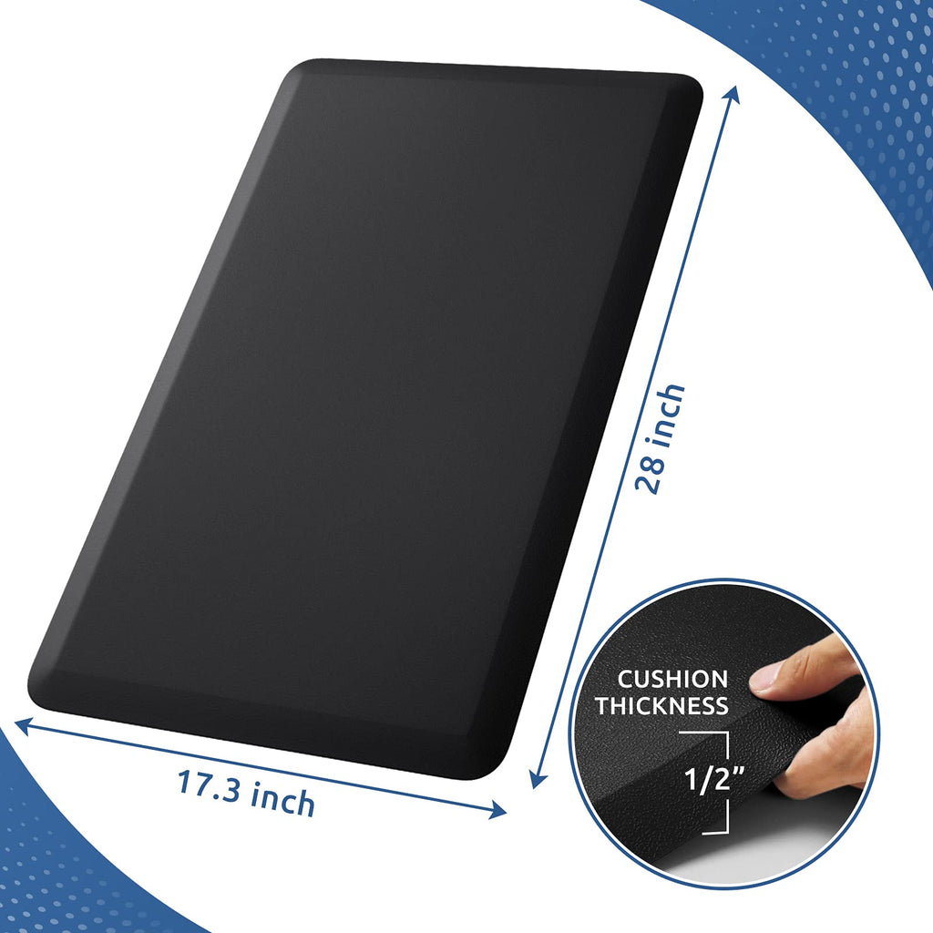 StepTastic Anti-Fatigue Kitchen Mat Non-Slip Kitchen Floor Mat Waterproof Comfort Standing Mat for Home Office Laundry 17.3"x28" Black