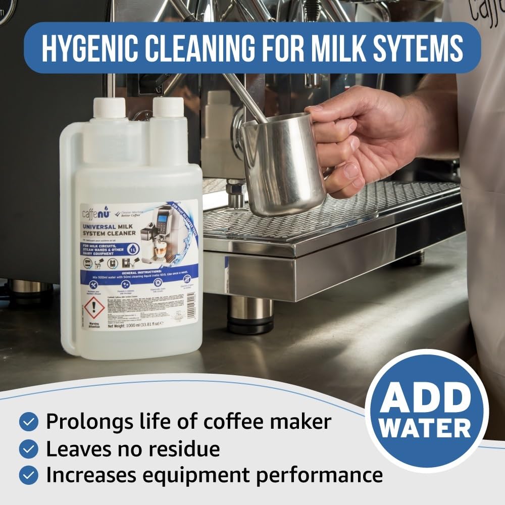 Milk Frother Cleaner for Coffee Machine Cleaner. 33 fl oz. Alkaline Milk System Cleaner. Complete Barista Kit. Barista Accessories With Up to 32 Cleans.