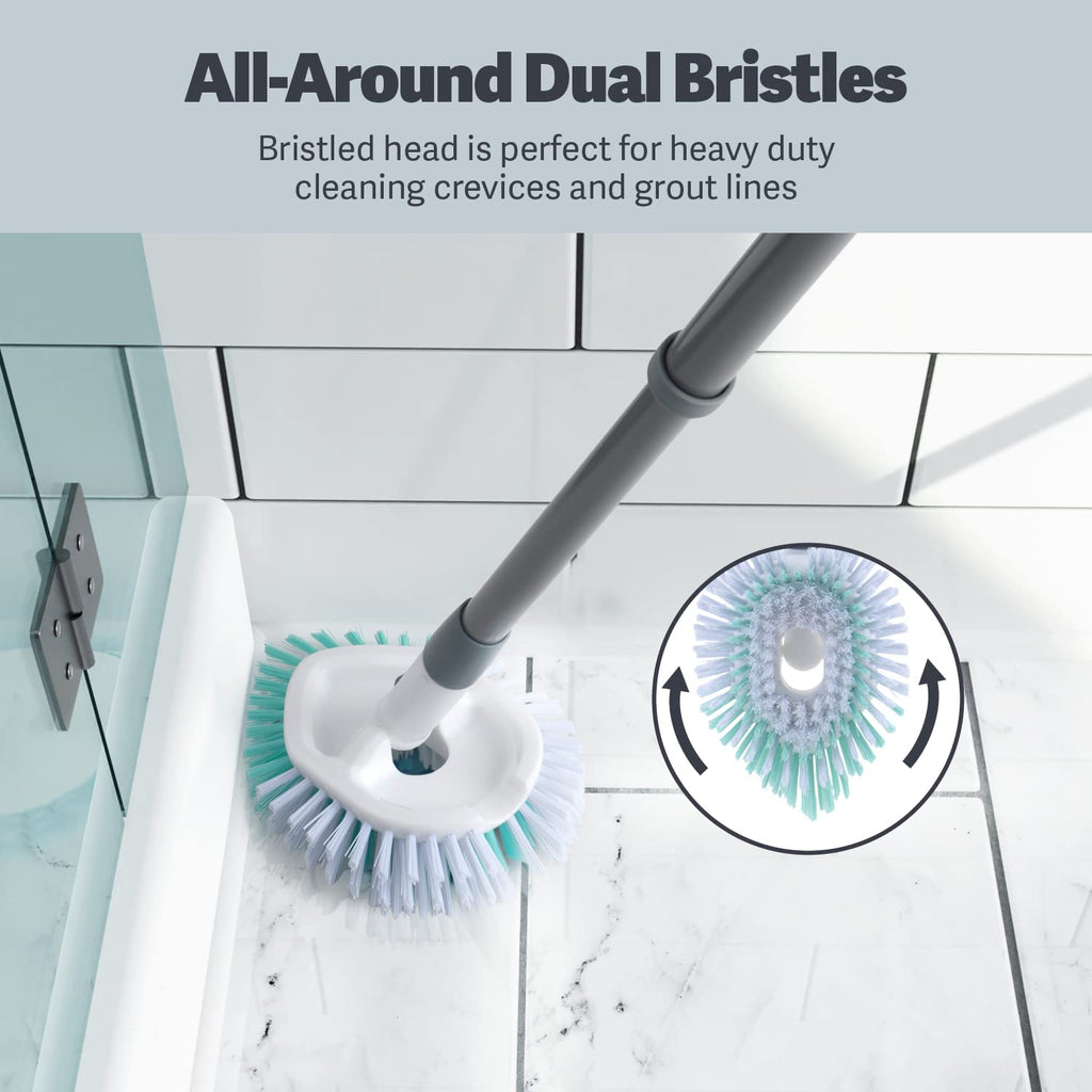 Casabella Tub and Tile Brush with 28" Extendable Handle and Scrubber Pad Refill