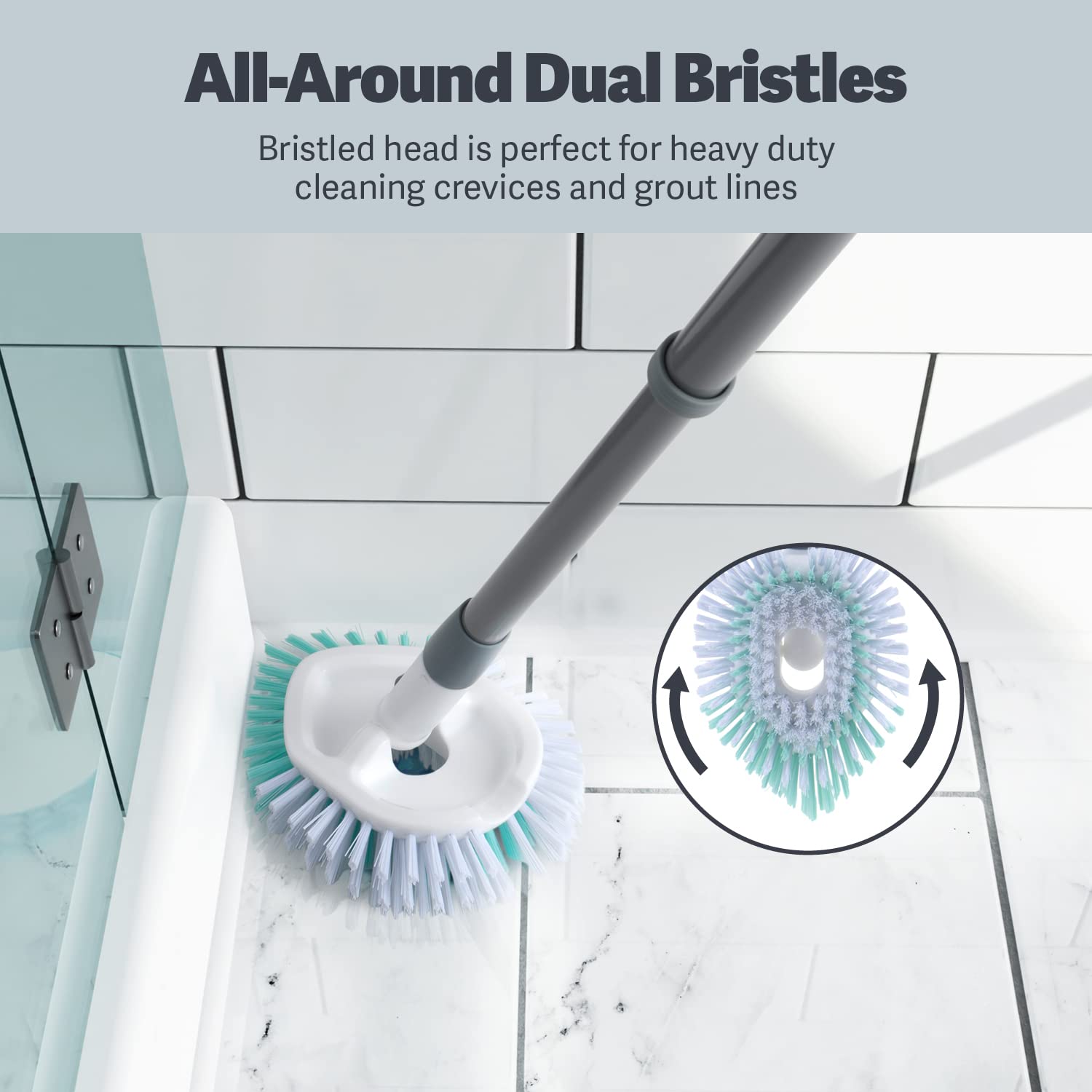 Casabella Tub and Tile Brush with 28" Extendable Handle and Scrubber Pad Refill