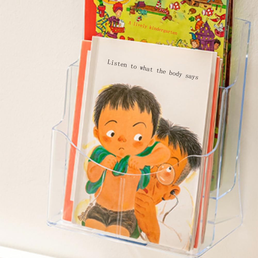 1PCS 3 Tier 8.5 X 11 Inches Clear Acrylic Holder Pamphlet Mount Flyer Display Stand Wall Mount/Countertop for Literature Organizer Documents Brochure Stand Sign Pamphlets Booklets and Menu