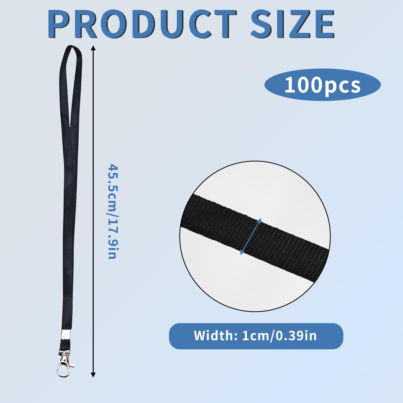 Lanyards, 100 Pack Lanyard for ID Badges, Nylon Name Tag Lanyards Bulk for Office, School, Black