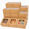 36Packs Kraft Bakery Boxes with Window 6x6x3 inches Brown Cookie Boxes Macaroon Boxes Thick & Sturdy Treat Boxes for Macarons，Pastry
