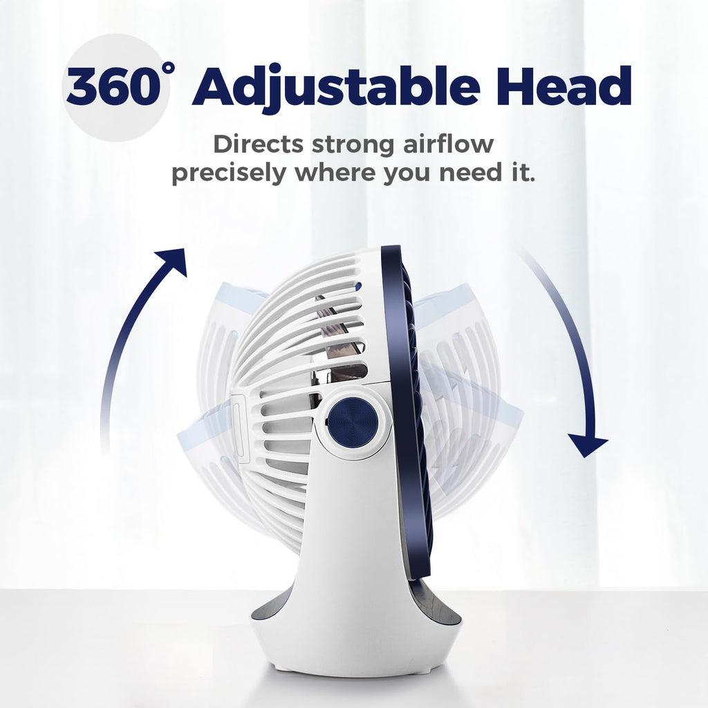 OCOOPA Small USB Desk Fan Table Fan 5'' with Strong Airflow & Quiet Operation, Portable Cooling Mini Fan 3 Speed, 360°Rotatable Head for Home Office Bedroom Desktop