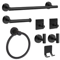 H Hawsam 8pcs Bathroom Accessories Set Black Towel Rack Bathroom Set Include 15.75'' Bathroom Towel Holder,Toilet Paper Holder,Towel Ring,Towel Hooks,SUS304 Stainless Steel Bathroom Hardware Set