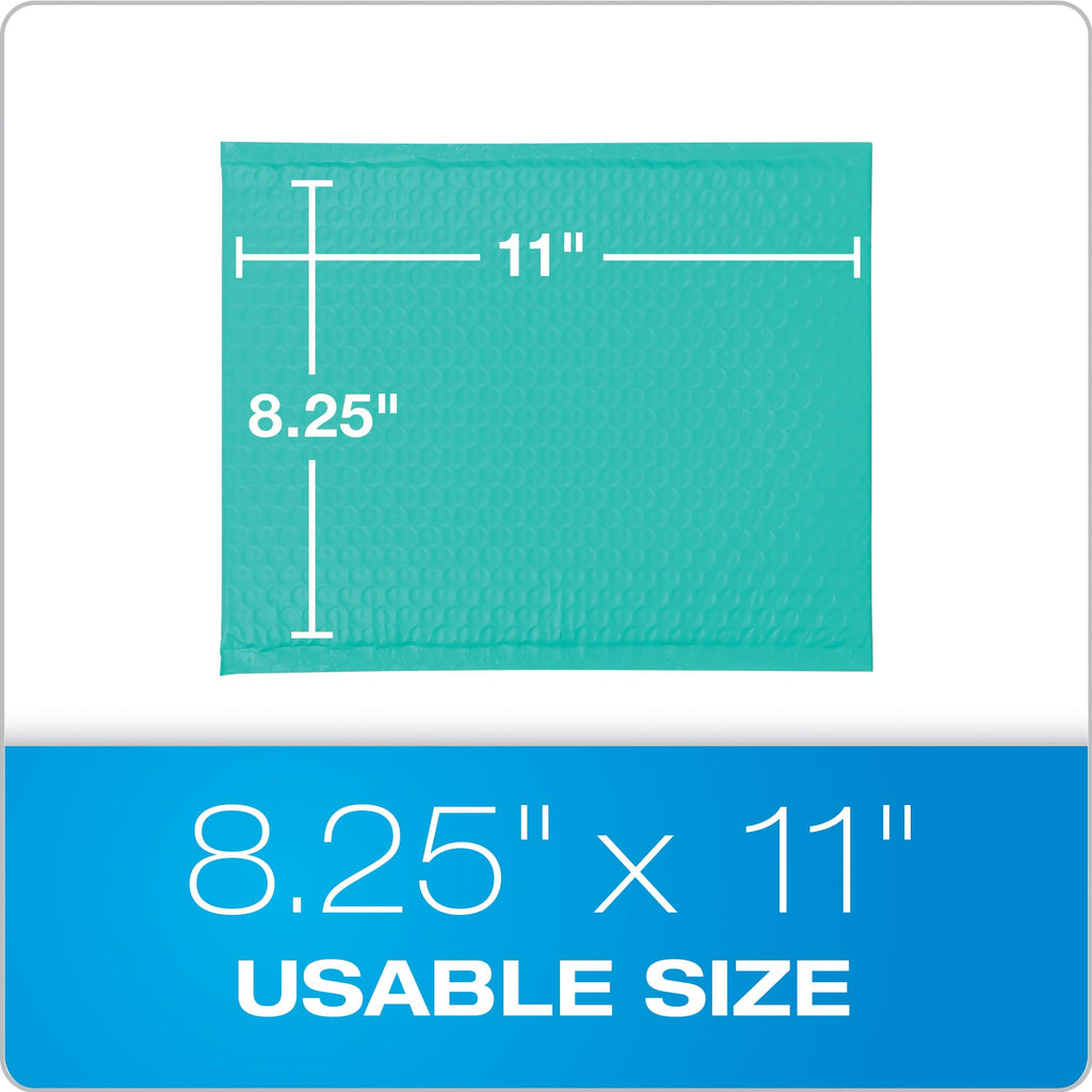 Quality Park Bubble Mailers, 8.25 x 11 Shipping Envelopes, Water Resistant Teal Poly Padded Envelopes, Redi-Strip Peel Off Closure, 25/Box