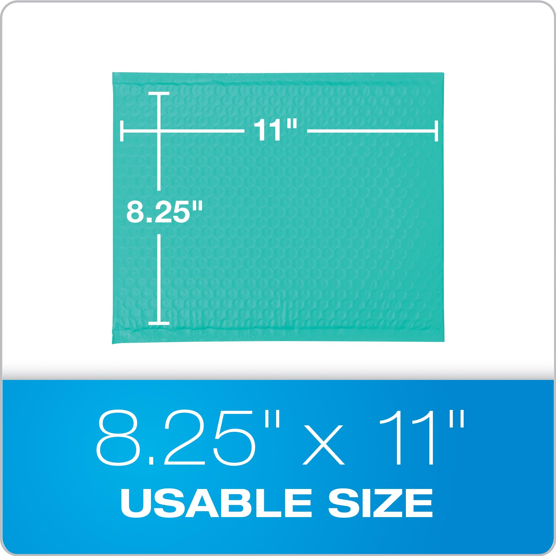 Quality Park Bubble Mailers, 8.25 x 11 Shipping Envelopes, Water Resistant Teal Poly Padded Envelopes, Redi-Strip Peel Off Closure, 25/Box