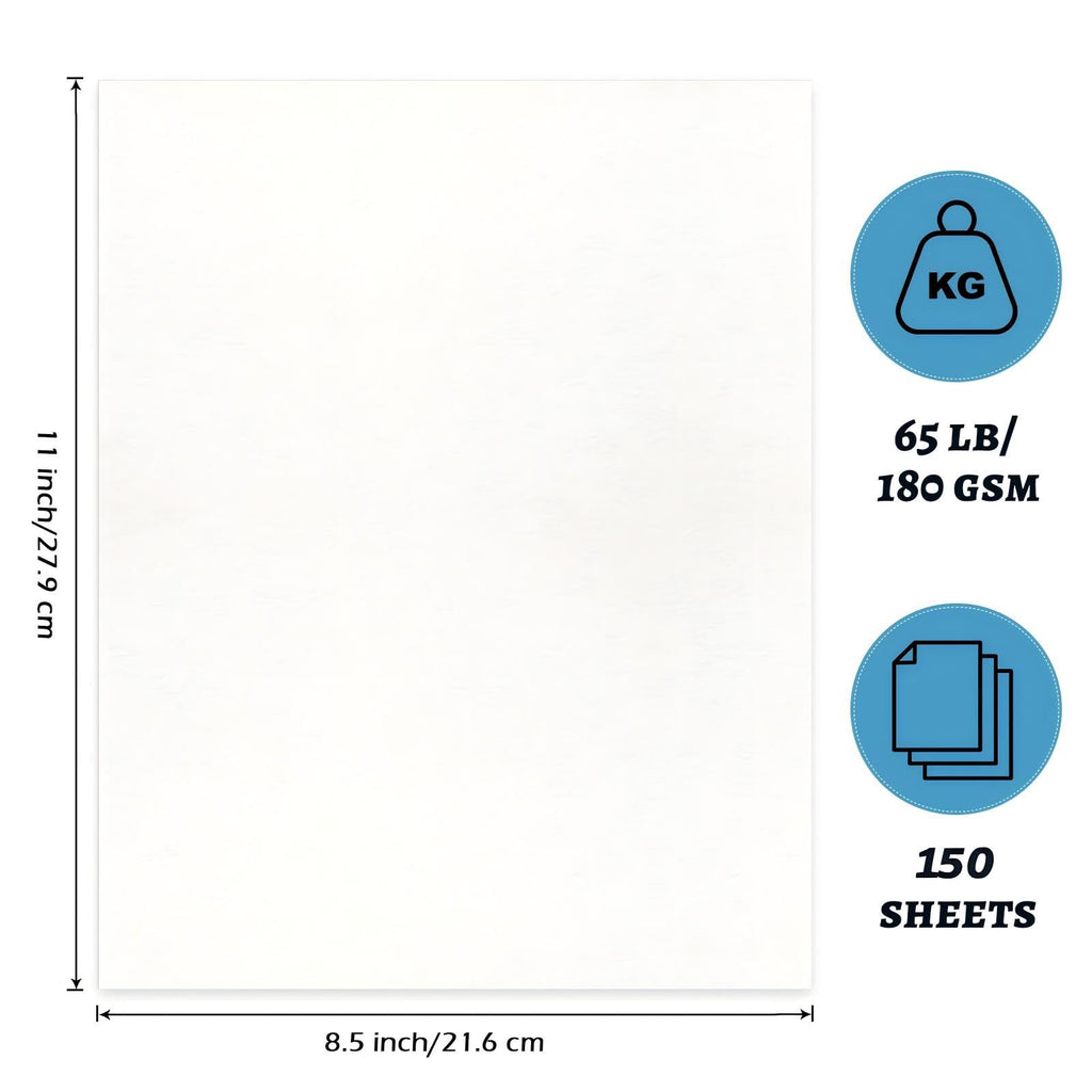 ZKKZOMA Sheets Cardstock Paper,8.5 x 11 Letter Size 65lb Printer Paper for Invitations, Menus, Scrapbooking,Arts and Crafts (White-150Sheets)