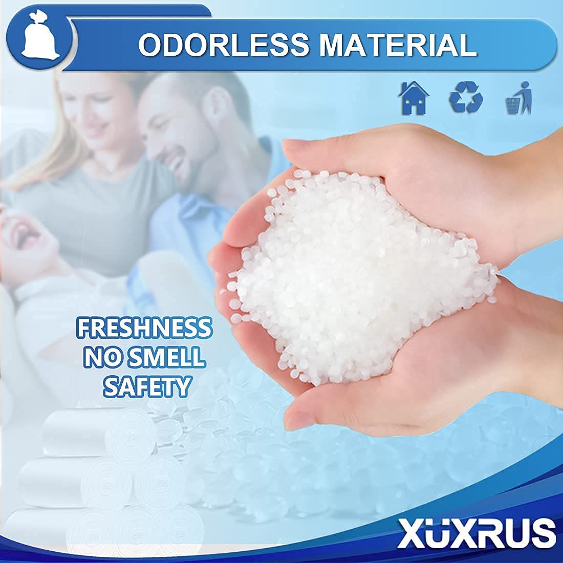 XUXRUS Small Garbage Bags 3 Gallon 200 Counts Bathroom Trash Bags Strong Clear Trash Can Bags Wastebasket Bin Liners Fit 8~10 Liter