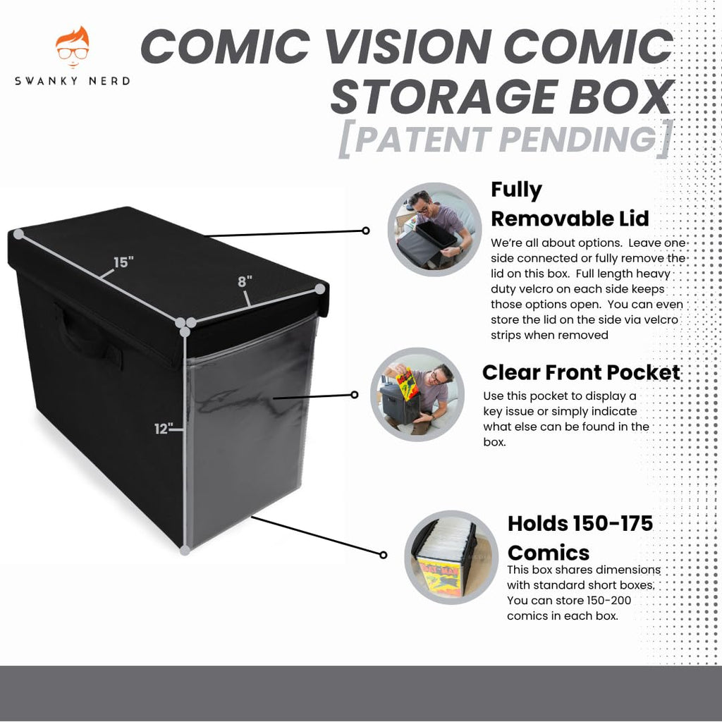 Swanky Nerd Comic Book Storage Box with Comic Book Display Window [Patent Pending]…
