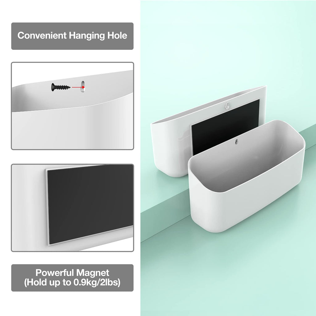 MoKo Magnetic Dry Erase Marker Holder, Widen Magnetic Marker Pen Storage for Whiteboard, Refrigerator, Locker, Laundry Storage Basket Lint Holder Bin for Dryer, Washing Machine, White