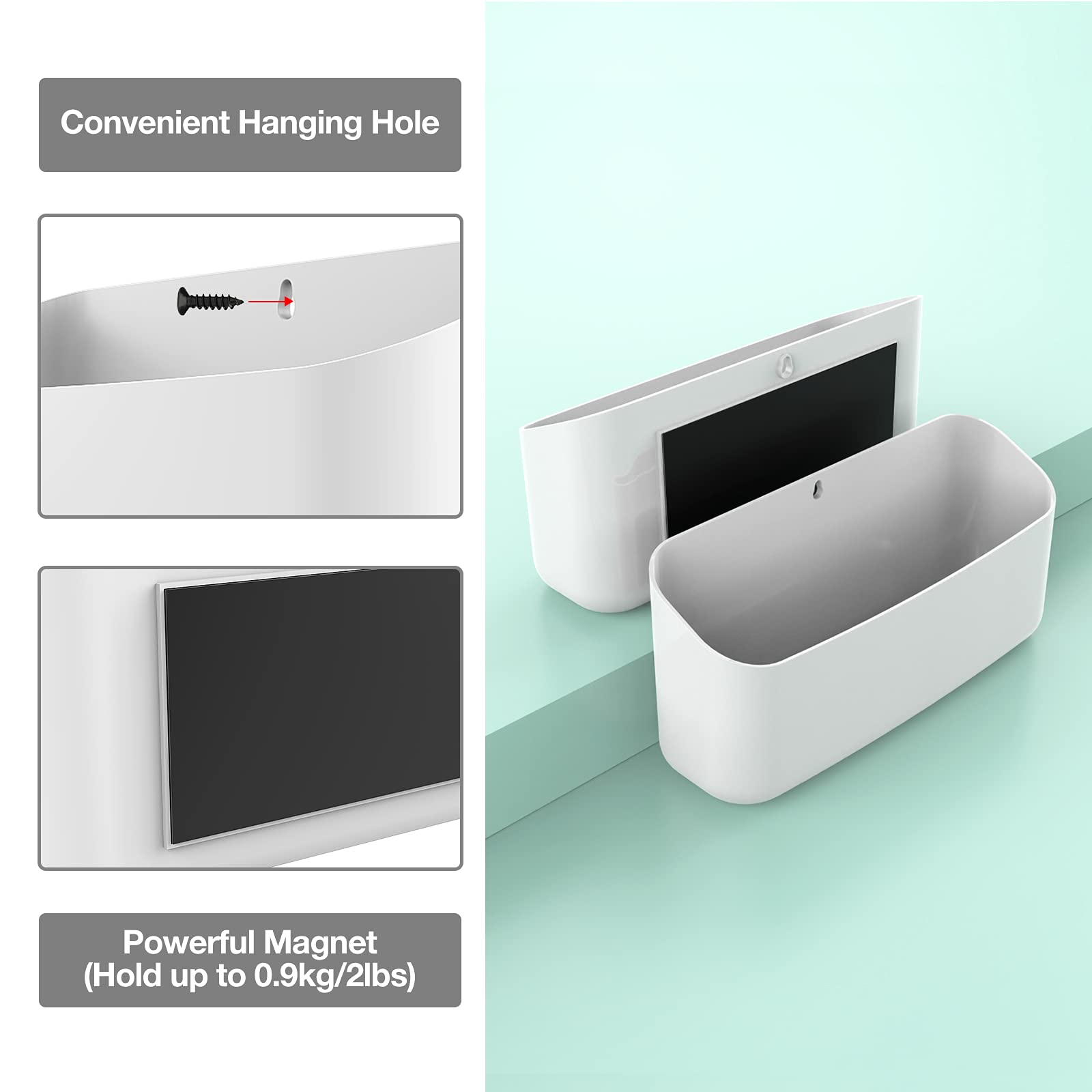 MoKo Magnetic Dry Erase Marker Holder, Widen Magnetic Marker Pen Storage for Whiteboard, Refrigerator, Locker, Laundry Storage Basket Lint Holder Bin for Dryer, Washing Machine, White