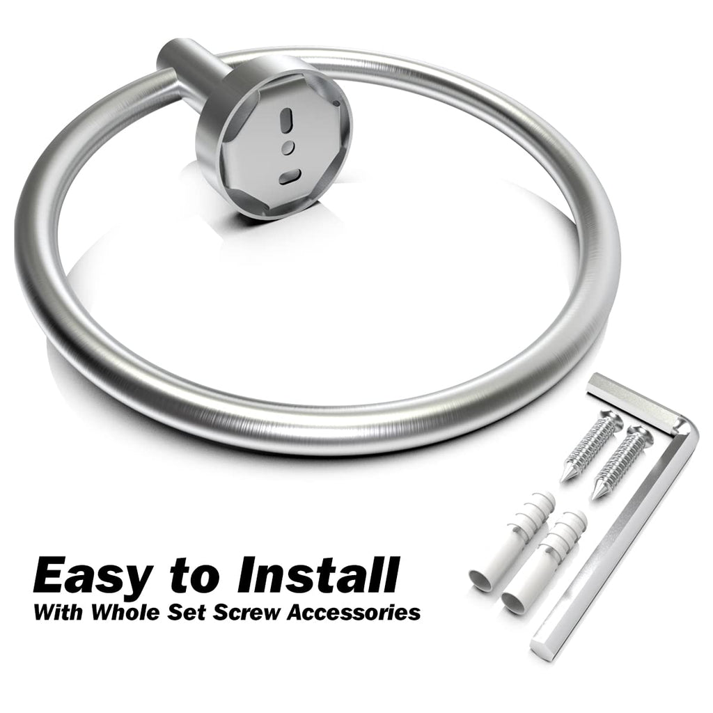 AUHSSAN Toilet Paper Holder and Towel Ring, 2Pcs Bathroom Accessories Hardware Set Wall Mounted Hand Towel Holder Thicken SUS 304 Stainless Steel Brushed Nickel