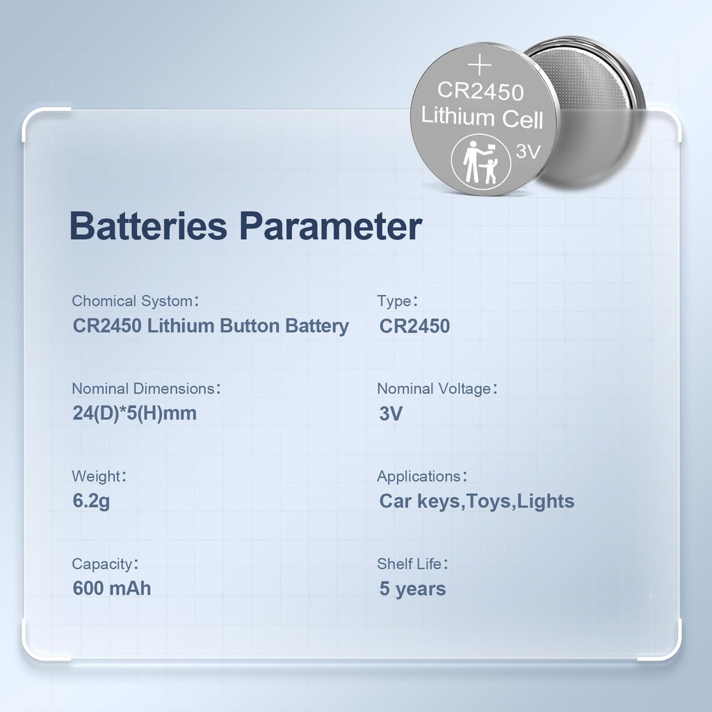 CR2450 Lithium Baxttery CR 2450 DL2450 ECR2450 5029LC BR2450V 2450 3V Pile for Flameless Candles 50PCS
