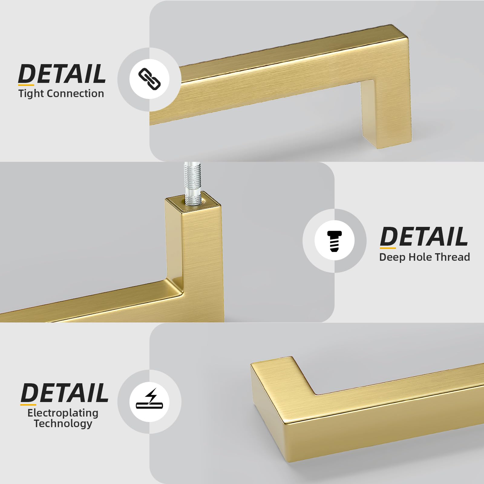 goldenwarm Pack of 5 Cabinet Pulls Gold Drawer Pulls - Cabinet Handles 3.75 inch Gold Drawer Handles Brushed Gold Cabinet Handles Kitchen Drawer Pulls