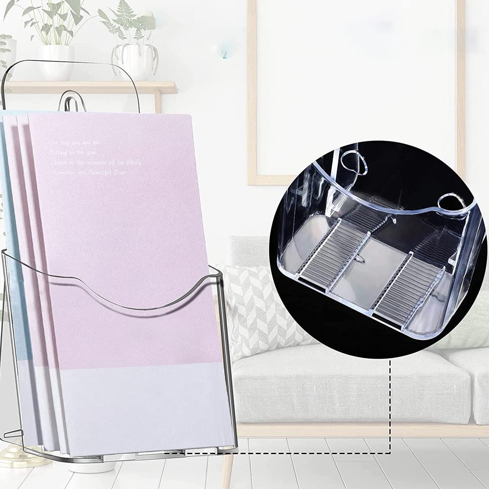 6 pack Acrylic Brochure Holder Plastic Clear Literature Holder Countertop Organizer Flyer Card Magazine Pamphlet Business Display Portable Wall Mount for Storing Letters Folders Document Cards
