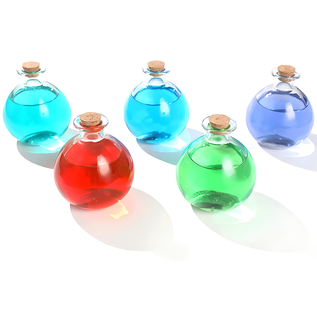 12 Pcs Spherical Glass Bottles, 8.5 oz Glass Potion Bottles with Cork Clear Potion Jars Decorative Bottle for Sand DIY Crafts Wedding Birthday Party Favor Gift