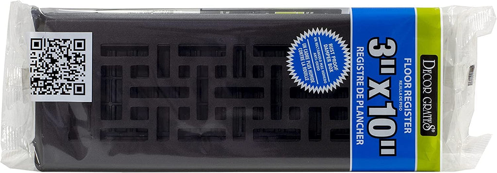 Decor Grates AJH310-BLK Oriental Floor Register, 3x10 Inches, Textured Black