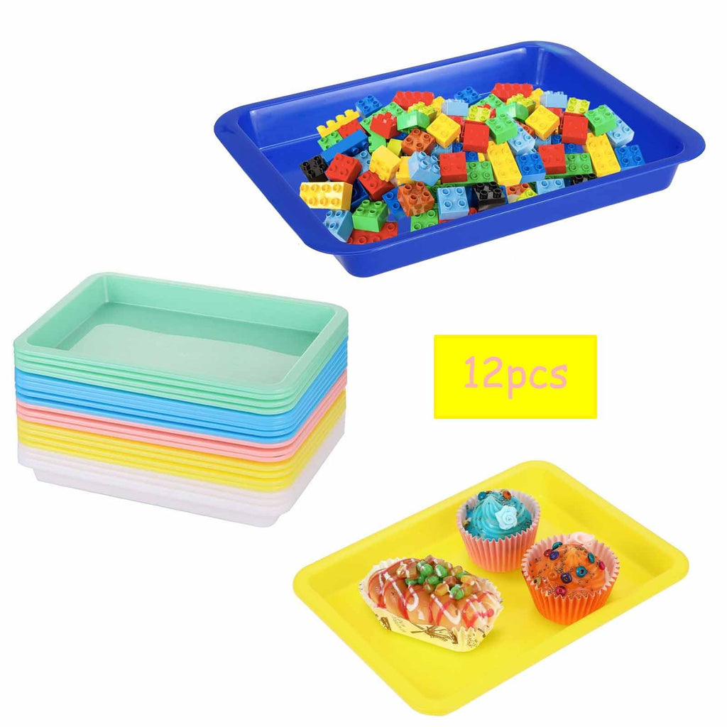 LinamHoz 12pc Plastic Activity Tray, Craft Tray - 8.58 * 6.1in (21.8 * 15.5CM) for DIY Projects, Painting, Beads